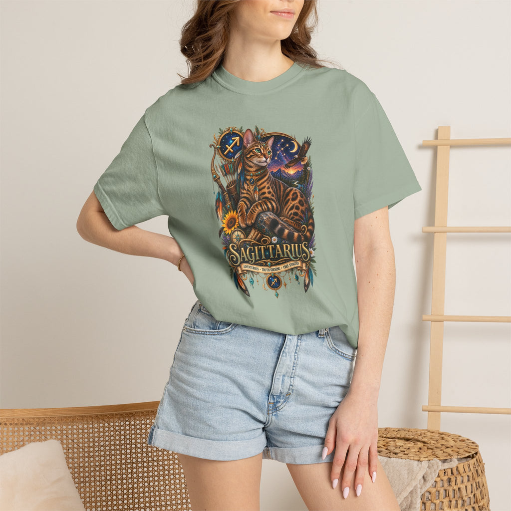 Sagittarius Zodiac Bengal Cat T-Shirt — Astrological Archer Horoscope Tee