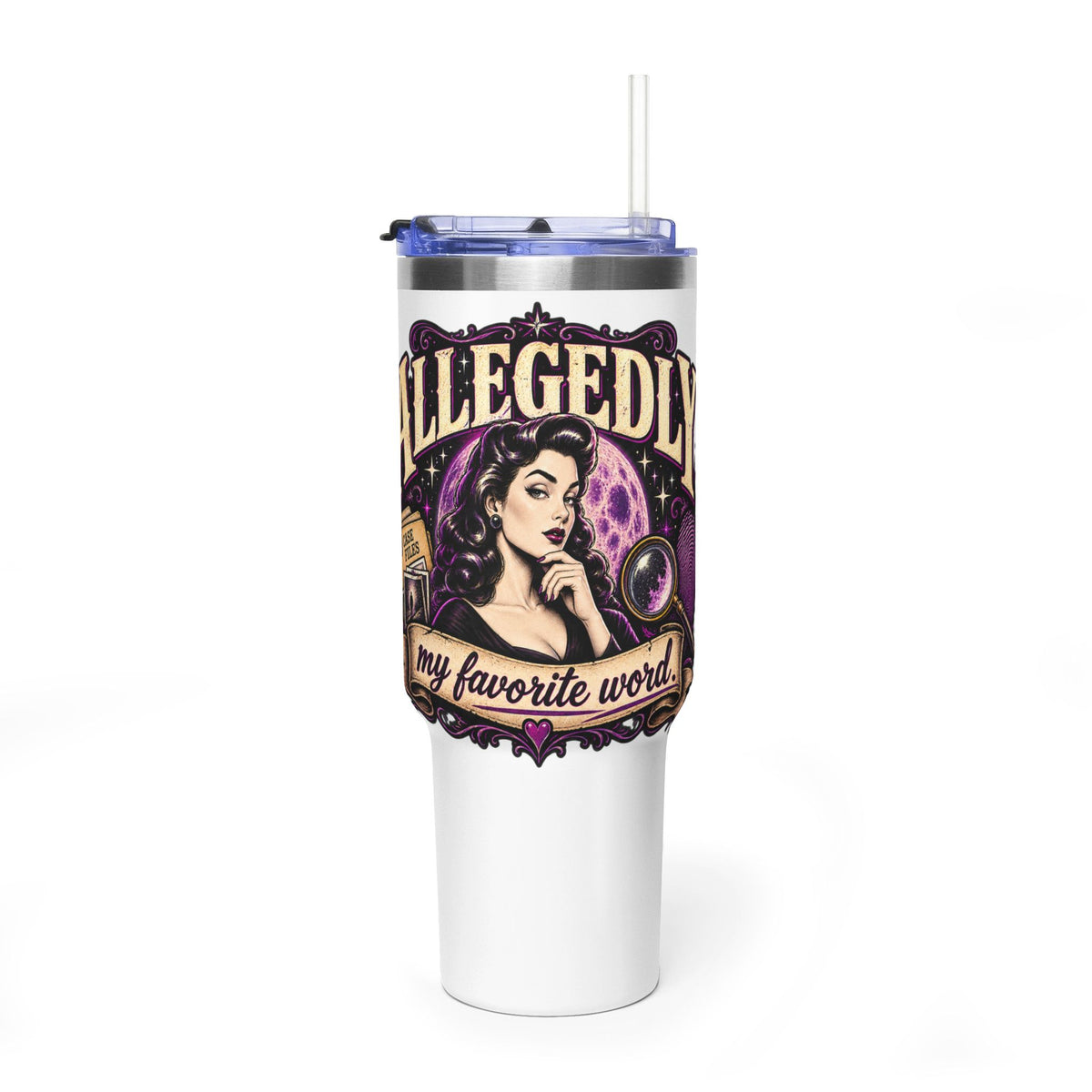 40oz Vacuum Tumbler - "Allegedly" Retro Detective Graphic