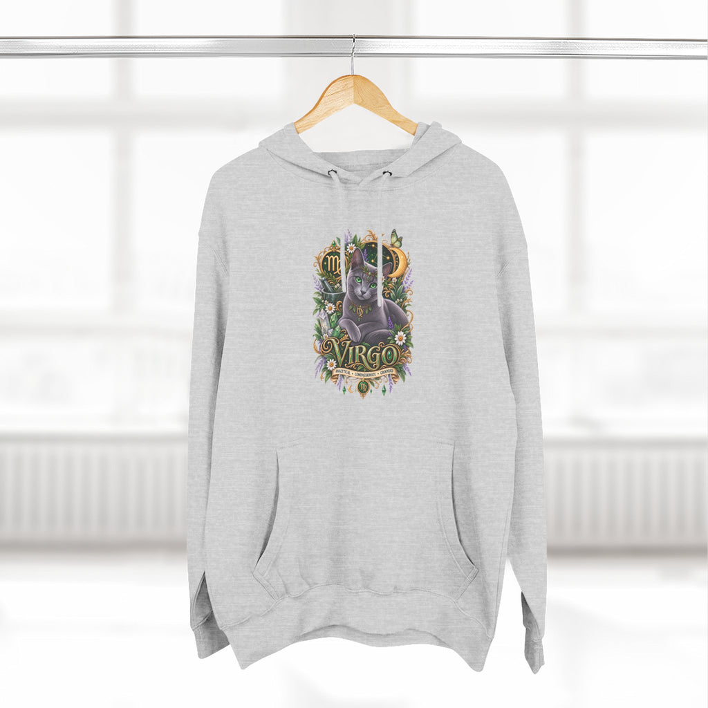 Virgo Russian Blue Cat Zodiac Hoodie — Astrological Virgo Horoscope Pullover