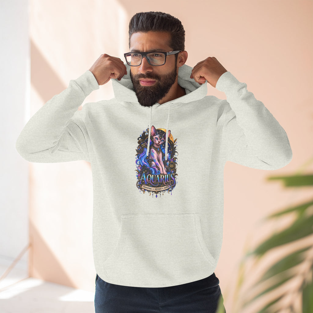 Aquarius Sphynx Cat Zodiac Hoodie- Celestial Astrology Cat Lover Sweatshirt