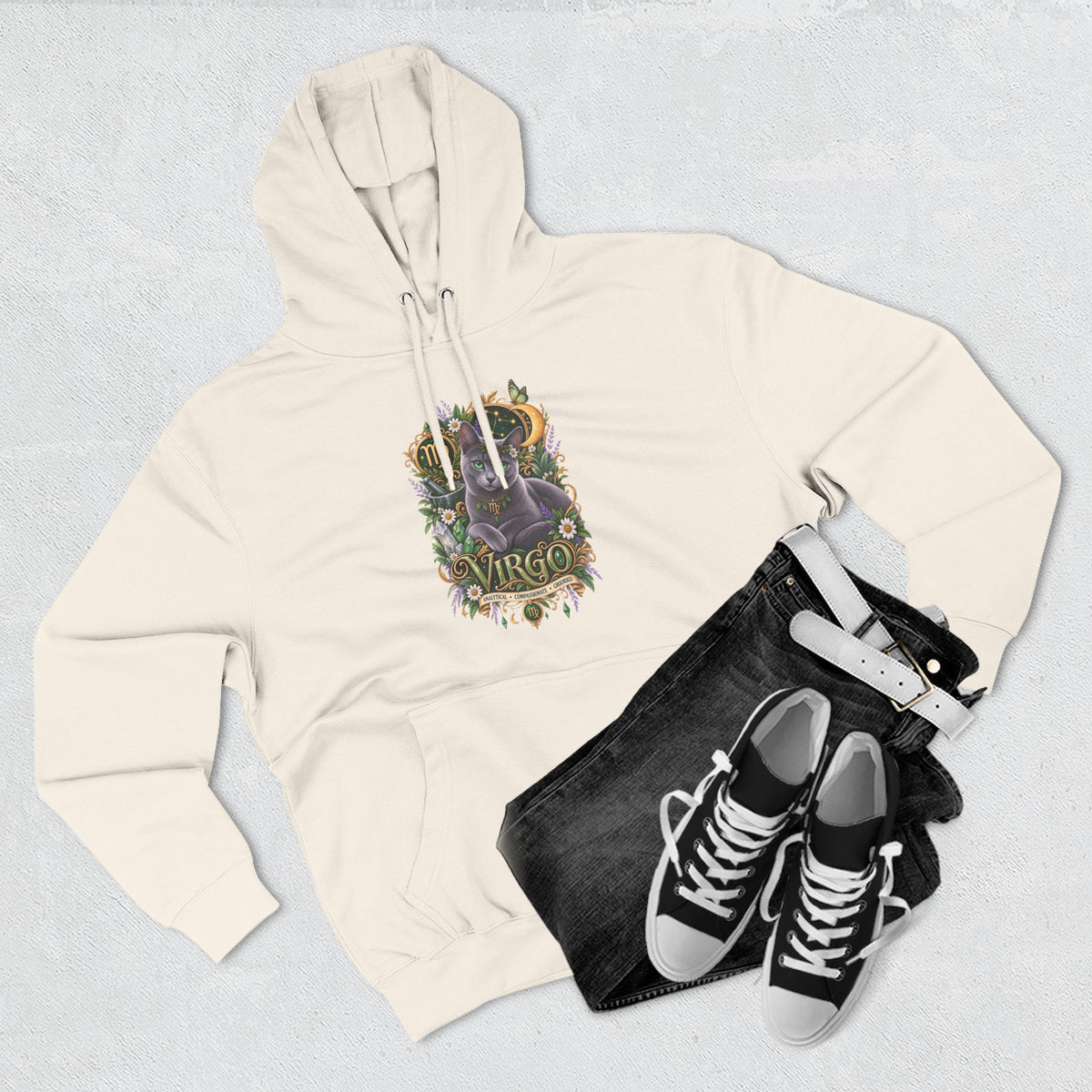 Virgo Russian Blue Cat Zodiac Hoodie — Astrological Virgo Horoscope Pullover
