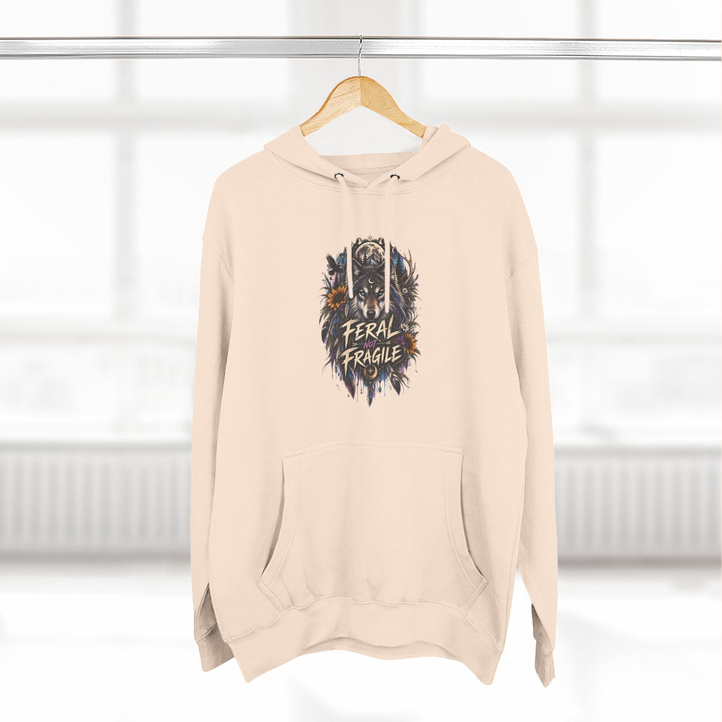 Feral not Fragile Wolf Graphic Hoodie — Wildlife-Inspired Comfort Pullover