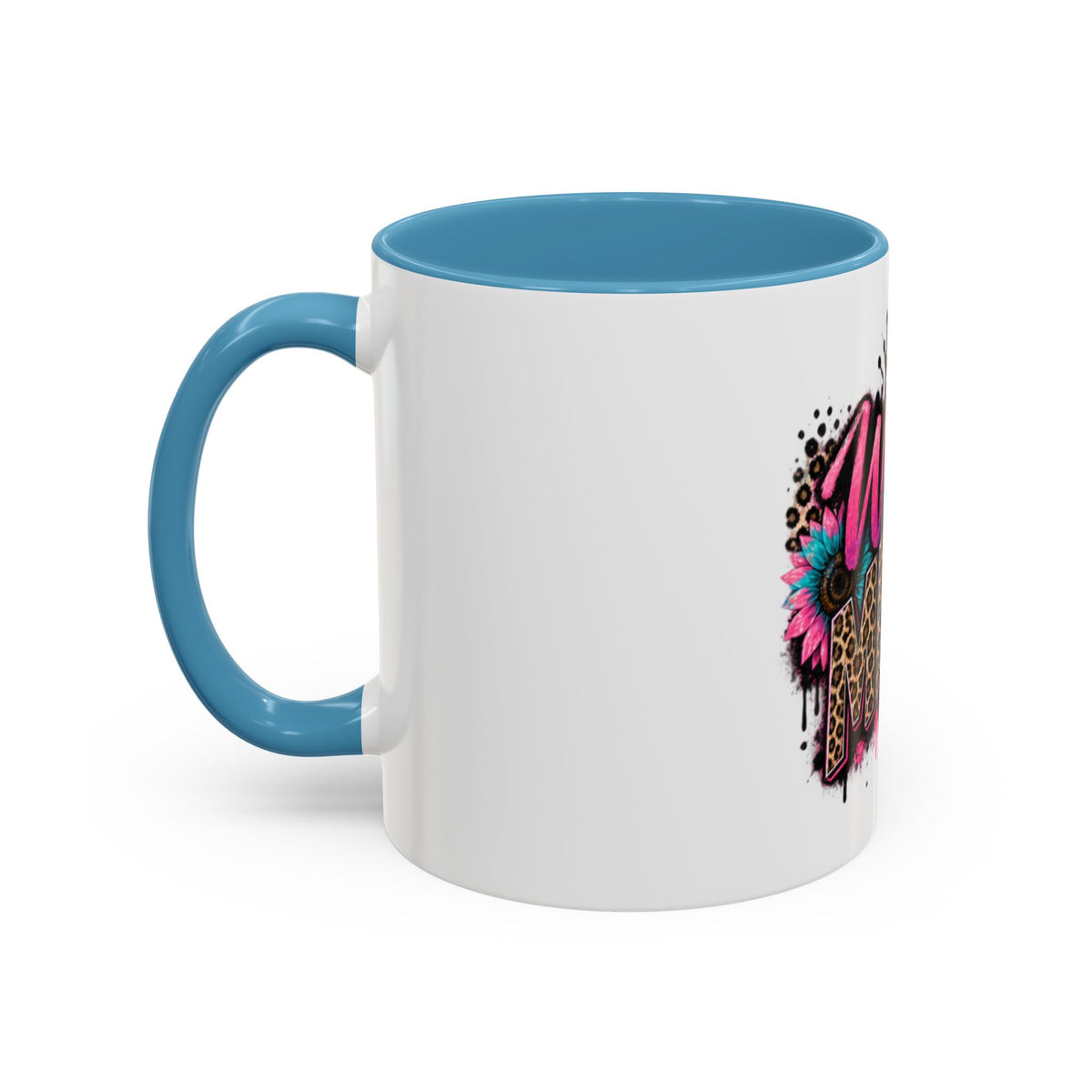 Wild Mama Leopard Accent Coffee Mug – Fun Mom Gift, Pink Crown Graphic (11/15 oz)