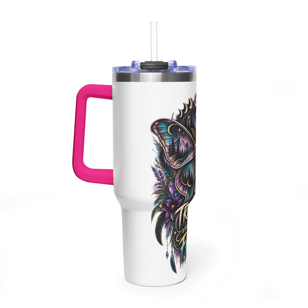 40oz Vacuum Tumbler — 'Trust What You Feel' Moth Nightscape Insulated Cup