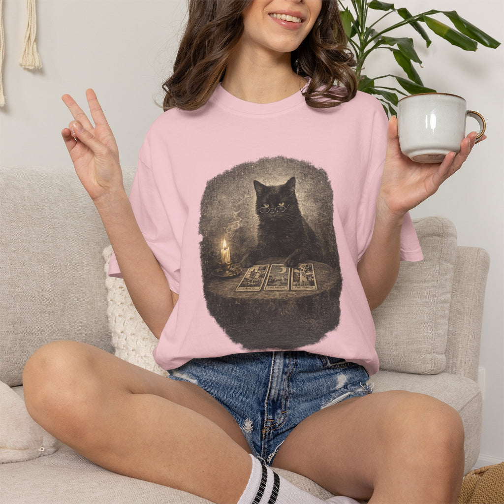 Tarot Cat T-Shirt — Black Cat Fortune Teller Graphic Tee