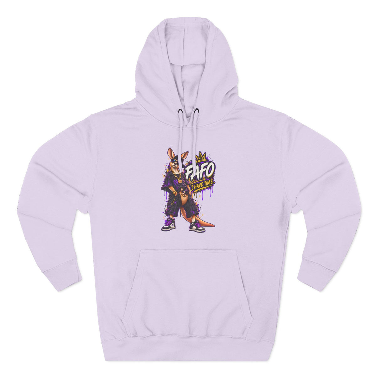 Streetstyle Kangaroo Graphic Hoodie — "FAFO" Retro Character Pullover