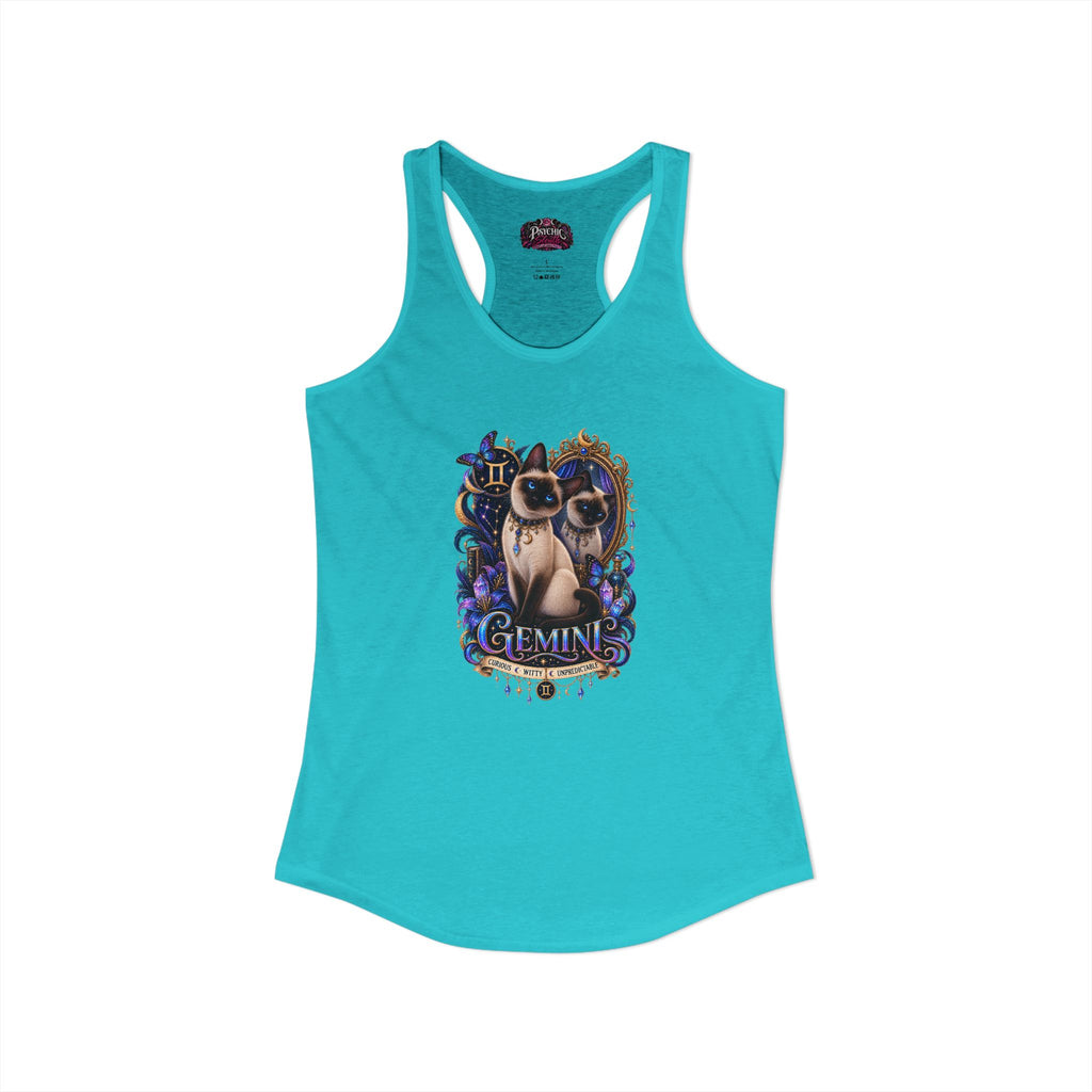 Gemini Siamese Cat Zodiac Tank- Celestial Astrology Cat Lover Tank