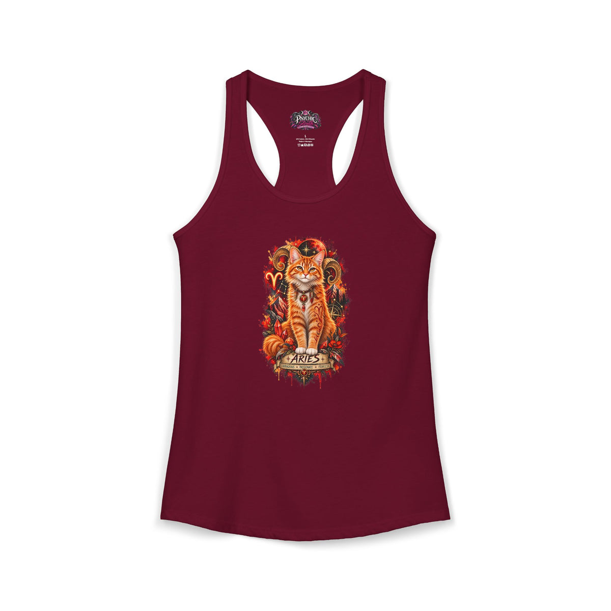 Aries Orange Tabby Cat Zodiac Tank- Celestial Astrology Cat Lover Tank