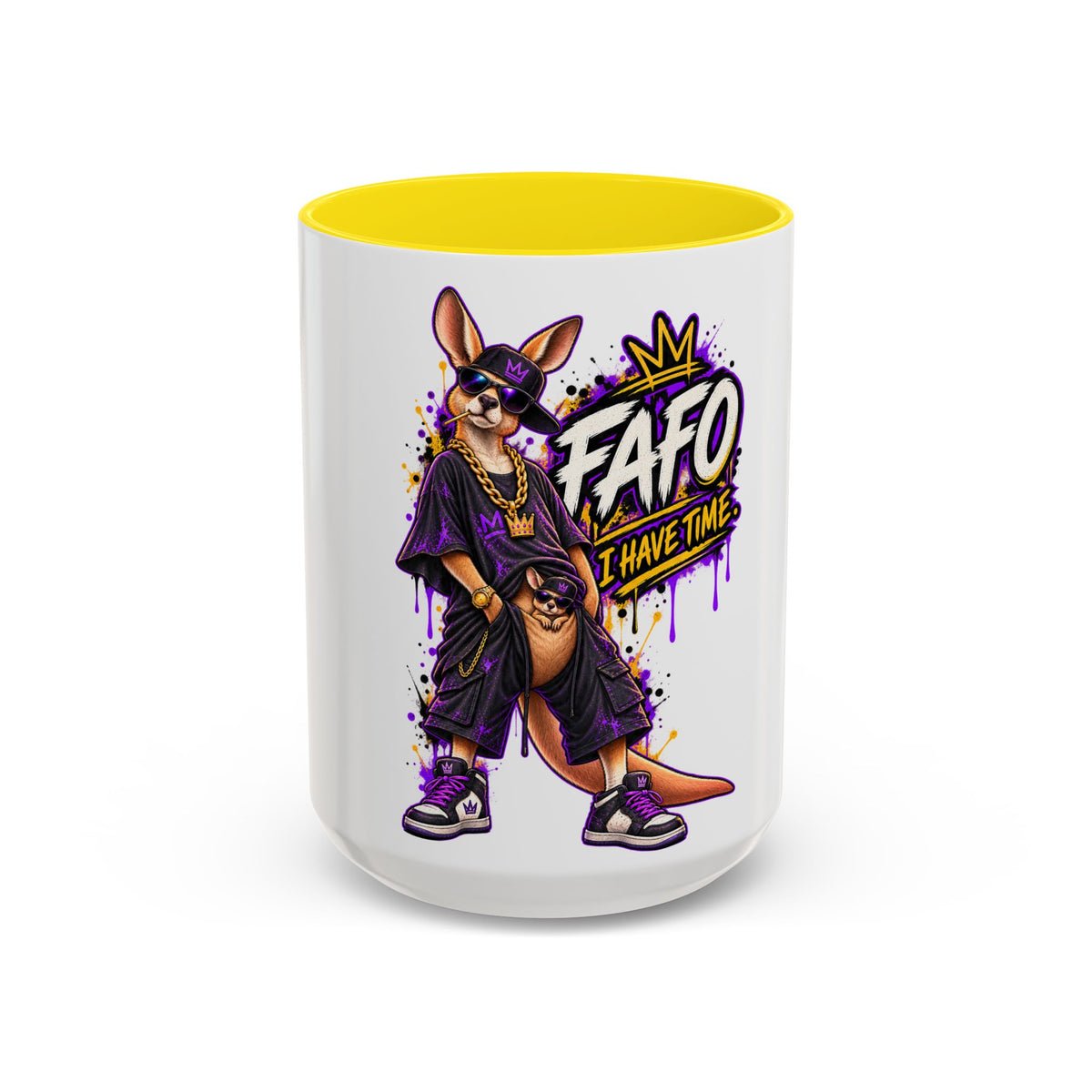 Kangaroo Streetwear Coffee Mug — "FAFO I Have Time" Accent Mug