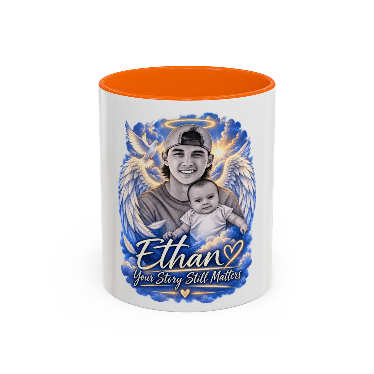 Memorial Coffee Mug — Personalized "Ethan  Your Story Still Matters" Angel Wings Tribute