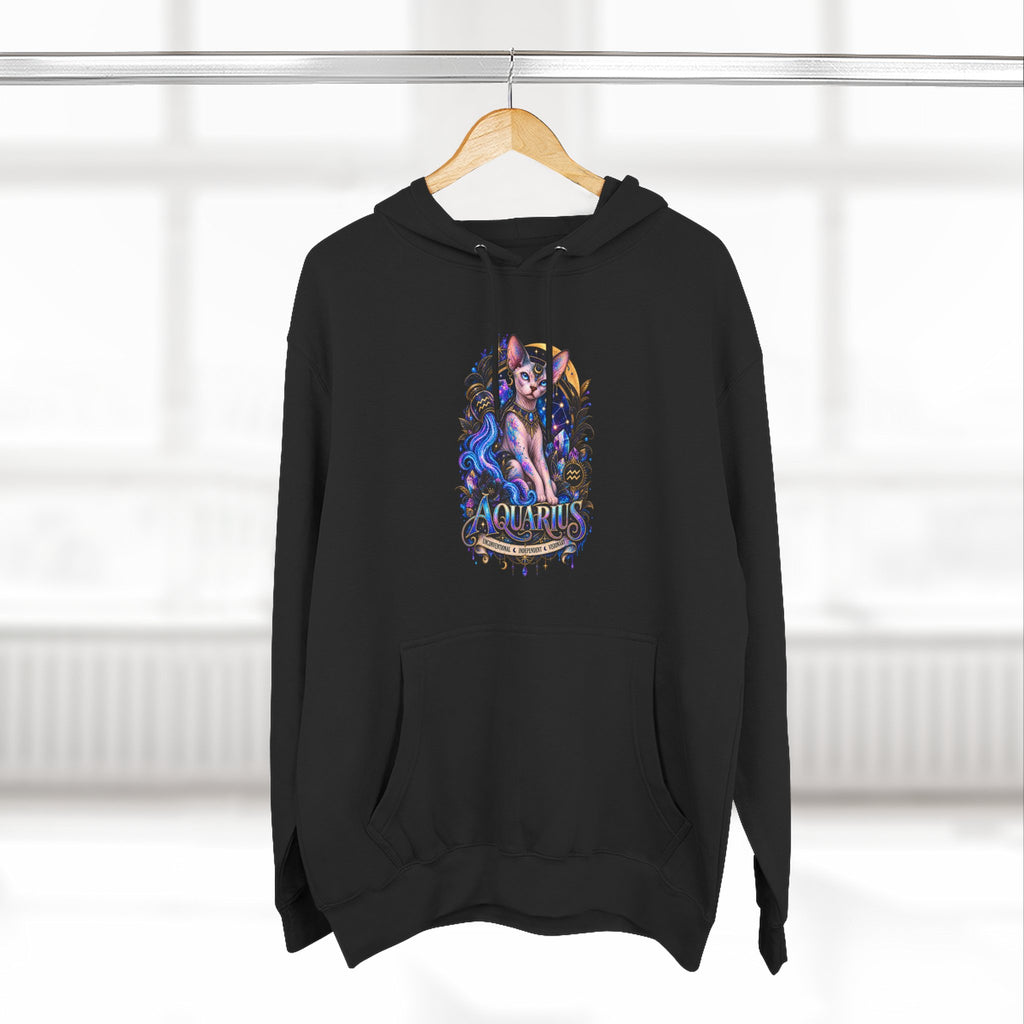 Aquarius Sphynx Cat Zodiac Hoodie- Celestial Astrology Cat Lover Sweatshirt