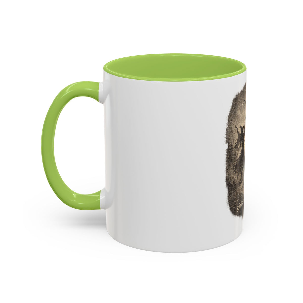 Witch Circle Coffee Mug — "Girls Will Be Girls" Vintage Halloween Accent Mug