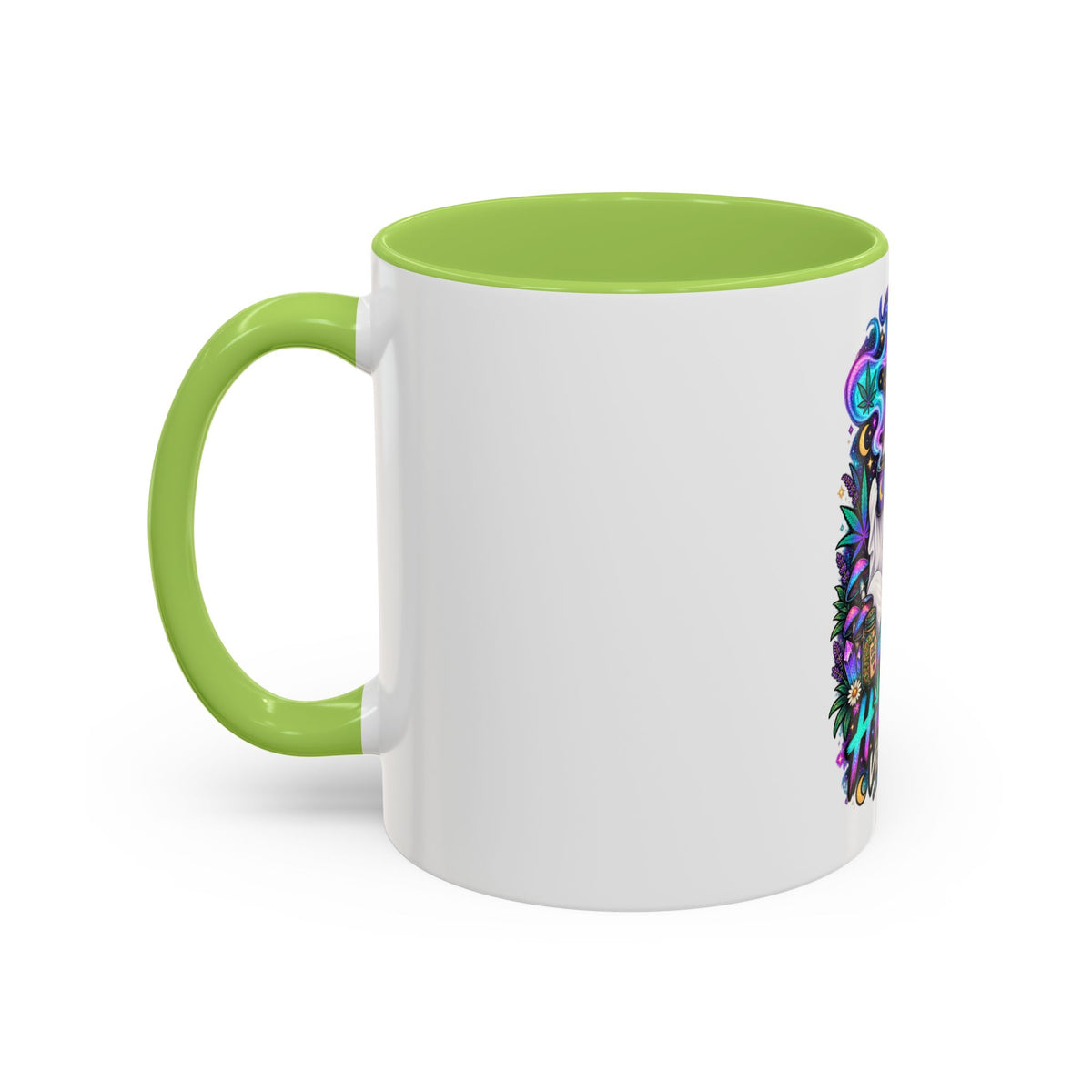 Higher Vibrations Coffee Mug — Cute Ghost & Cat Accent Mug (11/15 oz)