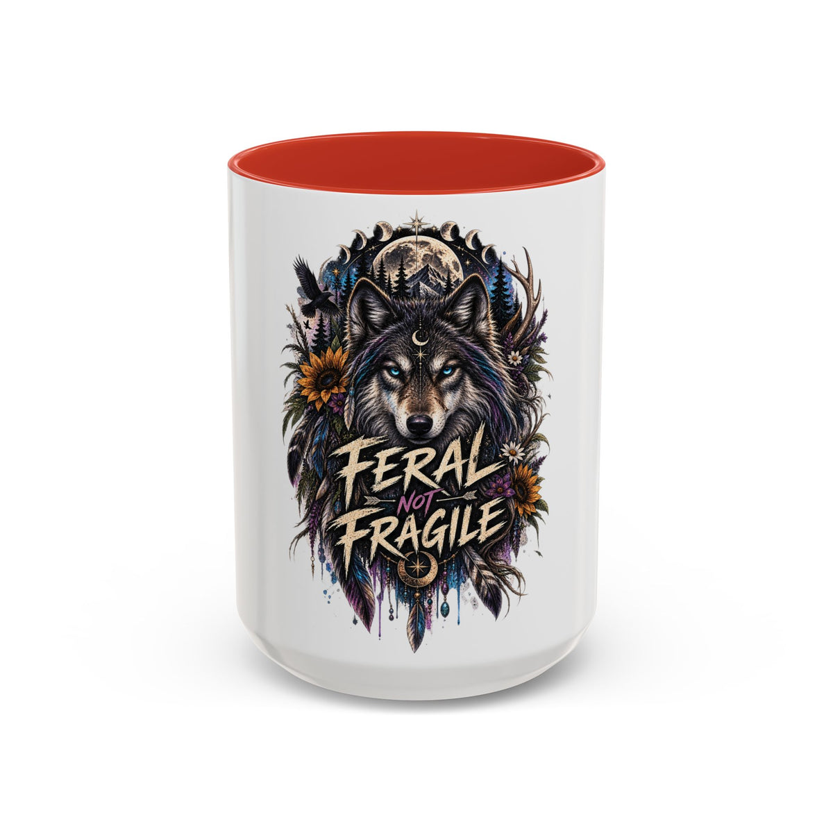 Feral Not Fragile Wolf Accent Coffee Mug (11oz & 15oz)
