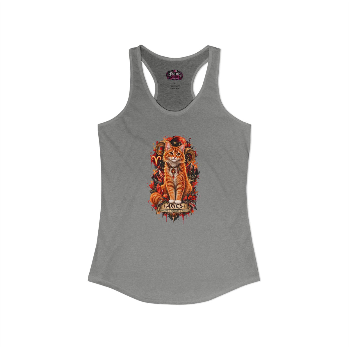 Aries Orange Tabby Cat Zodiac Tank- Celestial Astrology Cat Lover Tank