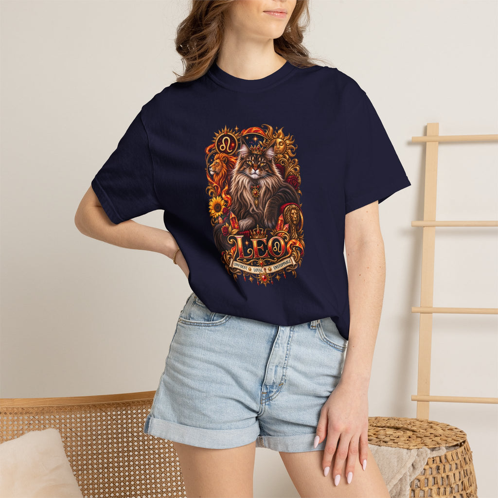 Leo Zodiac Cats T-Shirt — Maine coon Astrology Tee