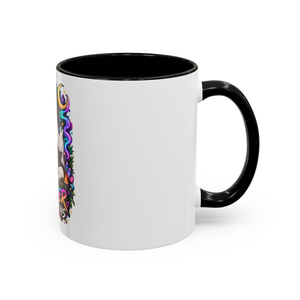 Higher Vibrations Coffee Mug — Cute Ghost & Cat Accent Mug (11/15 oz)
