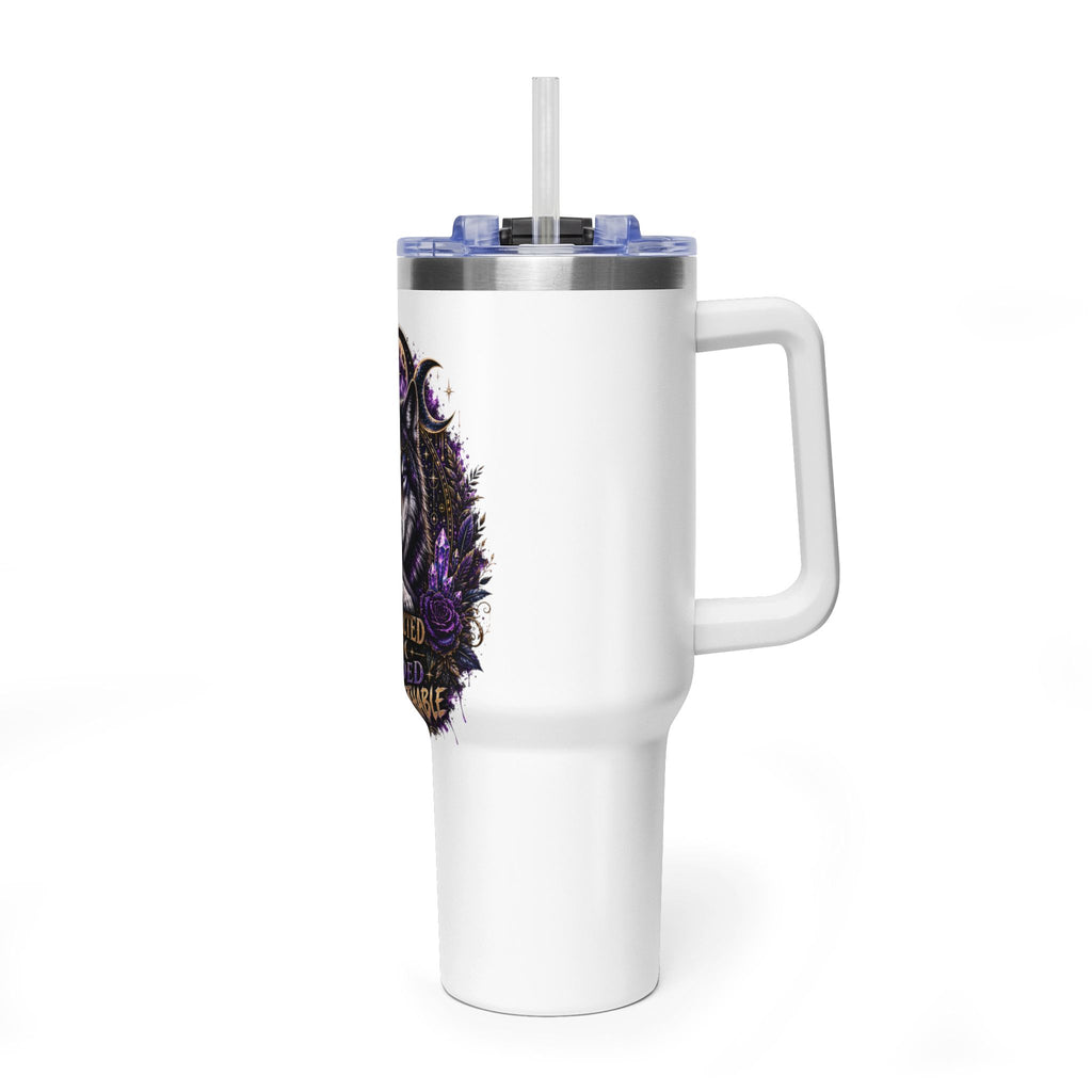 40oz Vacuum Tumbler — 'Protected & Guided' Mystic Wolf Thermal Mug