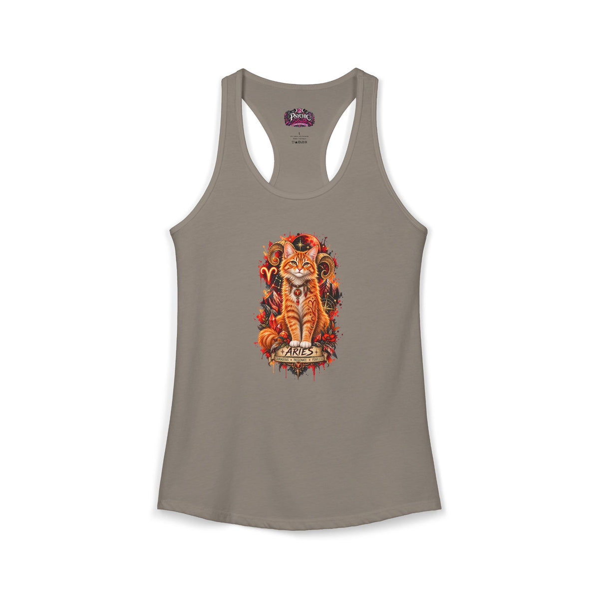 Aries Orange Tabby Cat Zodiac Tank- Celestial Astrology Cat Lover Tank