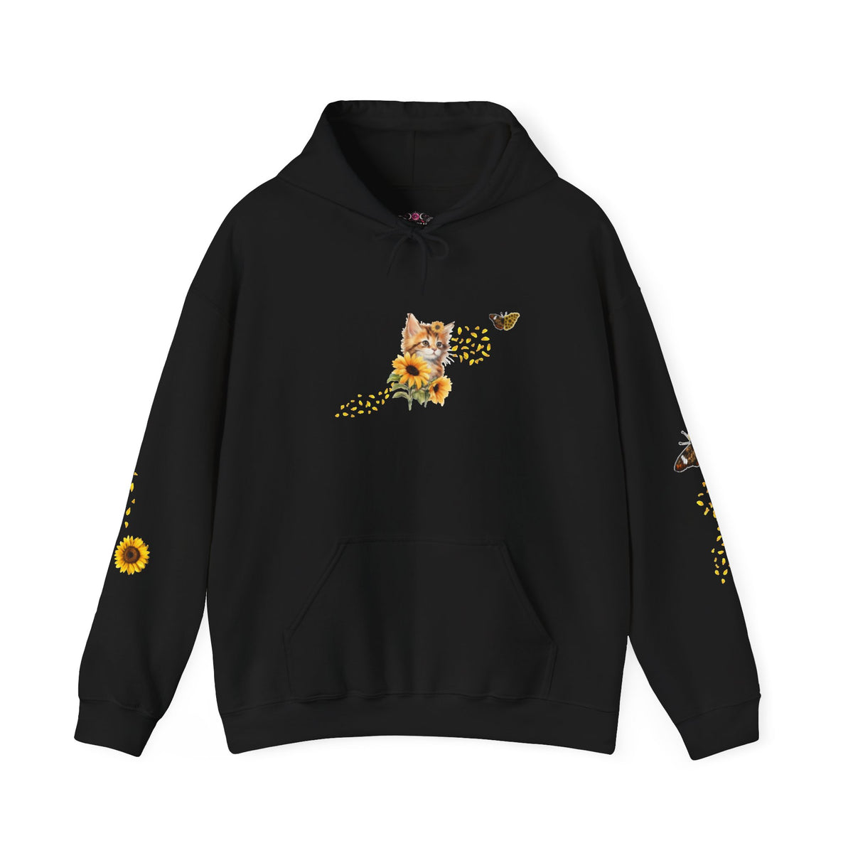Sunflower Kitten Hoodie | Cute Cat, Sunflower Sleeve Design