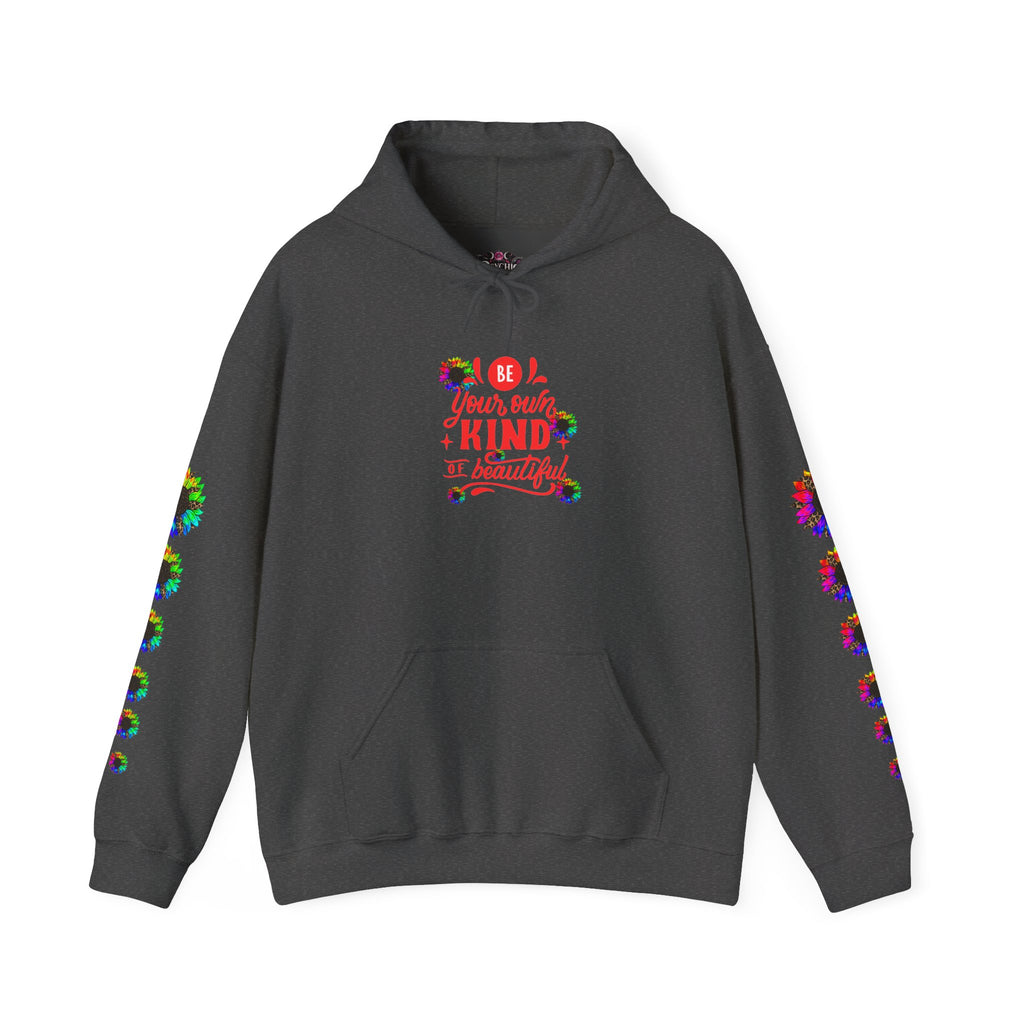 Inspirational Floral Hoodie – "Your Smile is Kind & Beautiful" Rainbow Sunflower Cozy Pullover