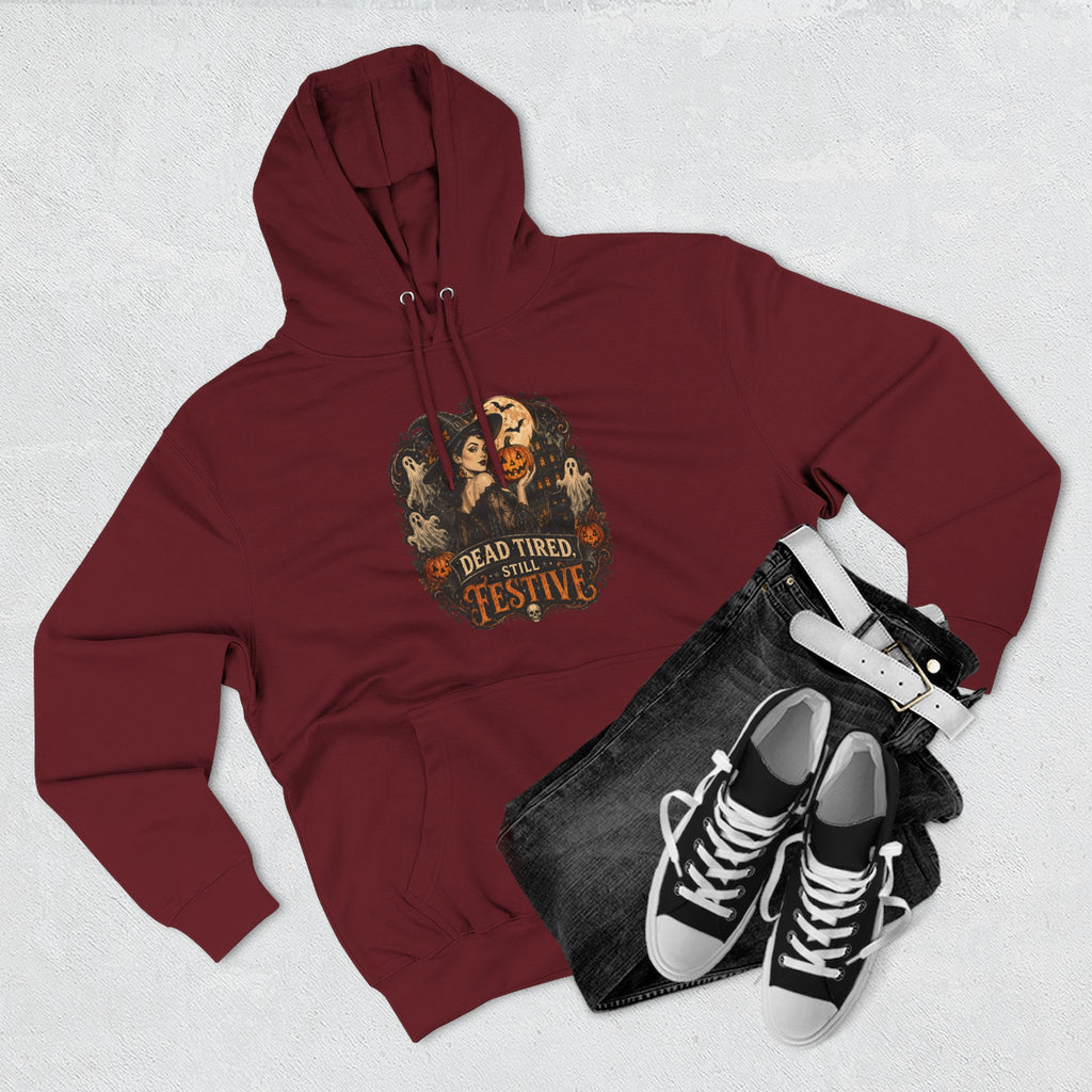 Dead Tired but Festive Hoodie — Funny Halloween Pullover