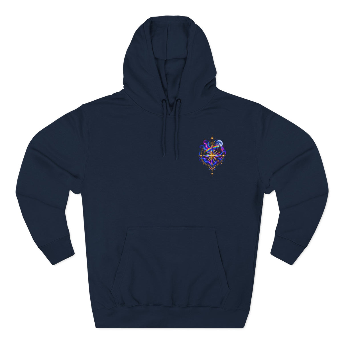 Guided by Light Bound toTruth Fleece Hoodie — Spiritual Galaxy Chest Emblem & Backscape Design