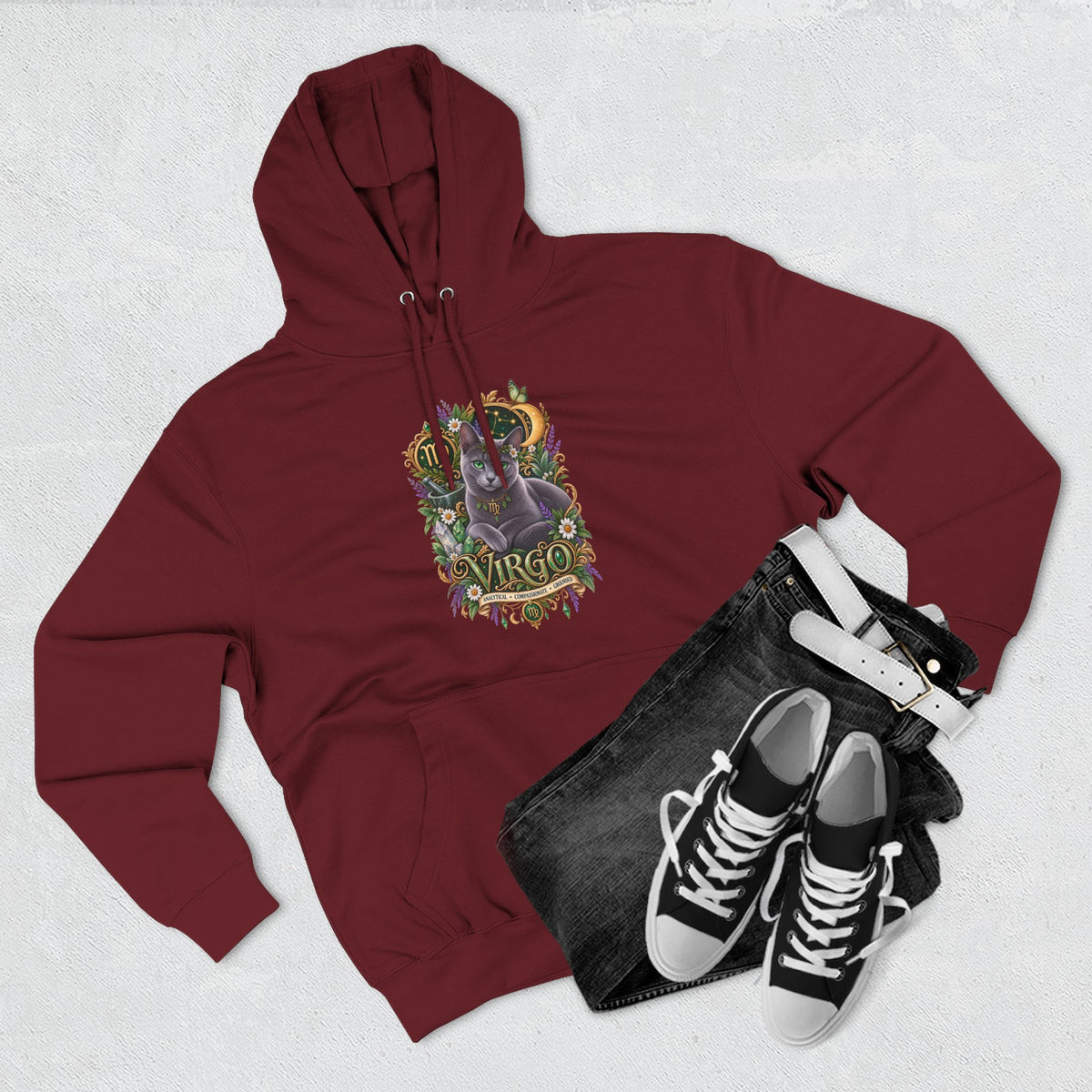 Virgo Russian Blue Cat Zodiac Hoodie — Astrological Virgo Horoscope Pullover