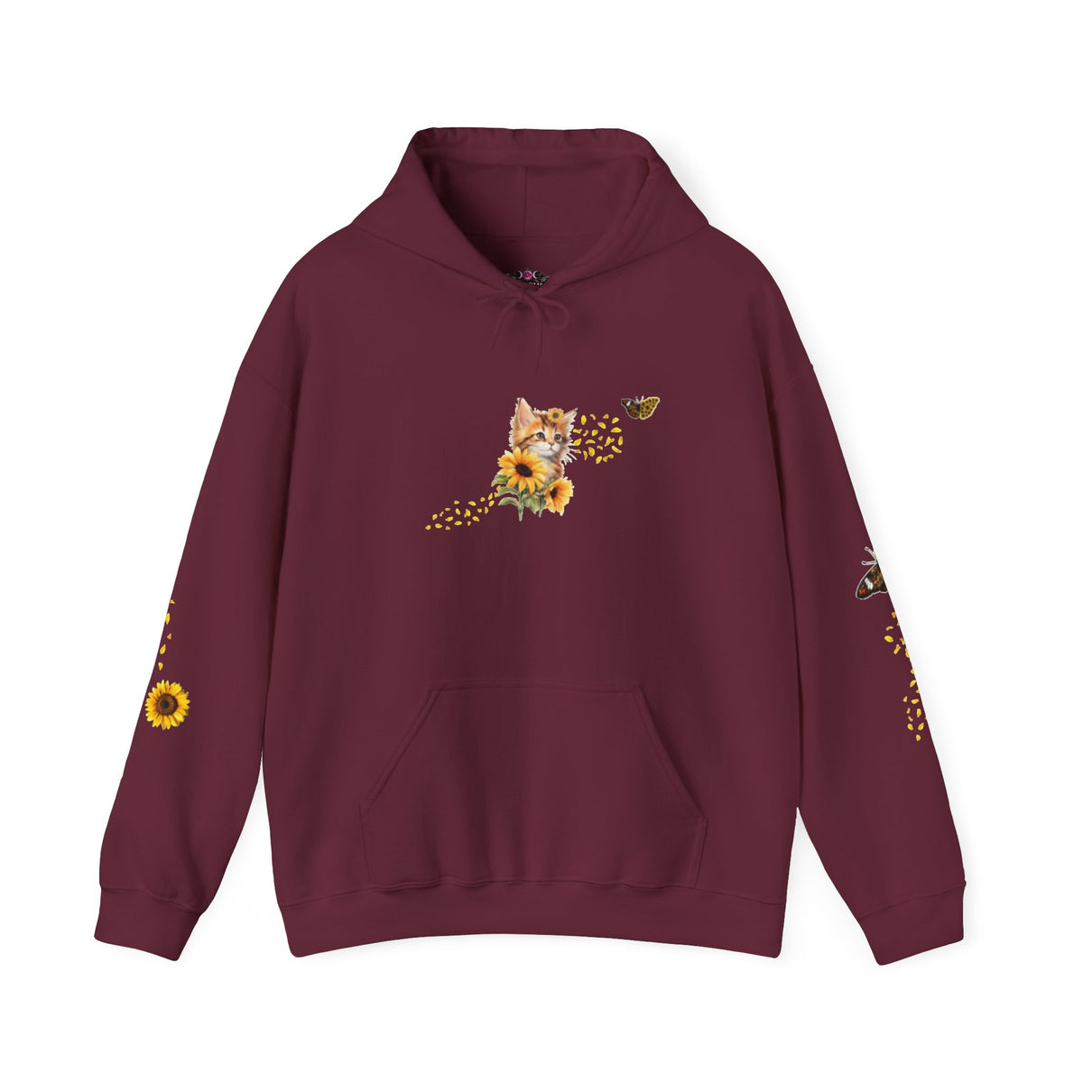 Sunflower Kitten Hoodie | Cute Cat, Sunflower Sleeve Design