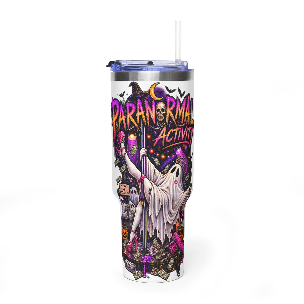 Paranormal Activity 40oz Vacuum Novelty Tumbler — Stripper Halloween Ghost Travel Mug