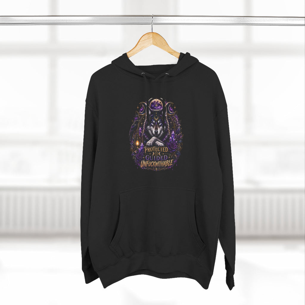 Guided, Protected Unfuckwithable Wolf Hoodie- Occult Graphic