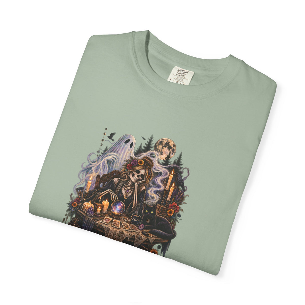 Tarot Seance Skeleton, Black Cat & Ghost Graphic Tee