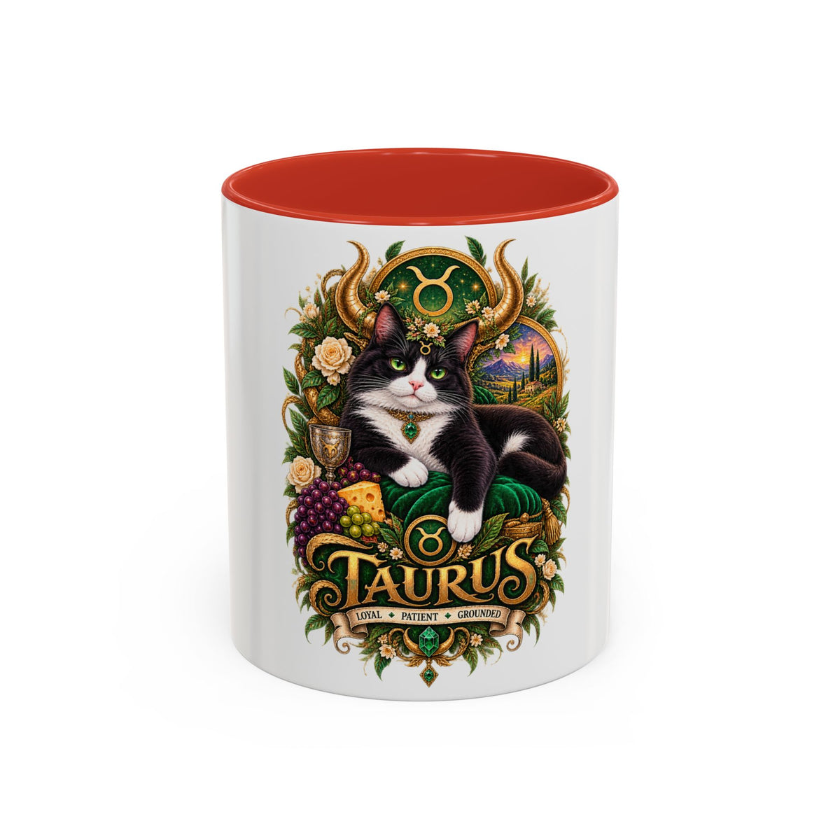 Taurus Tuxedo Cat Coffee Mug — Zodiac Astrology Gift (11/15 oz)