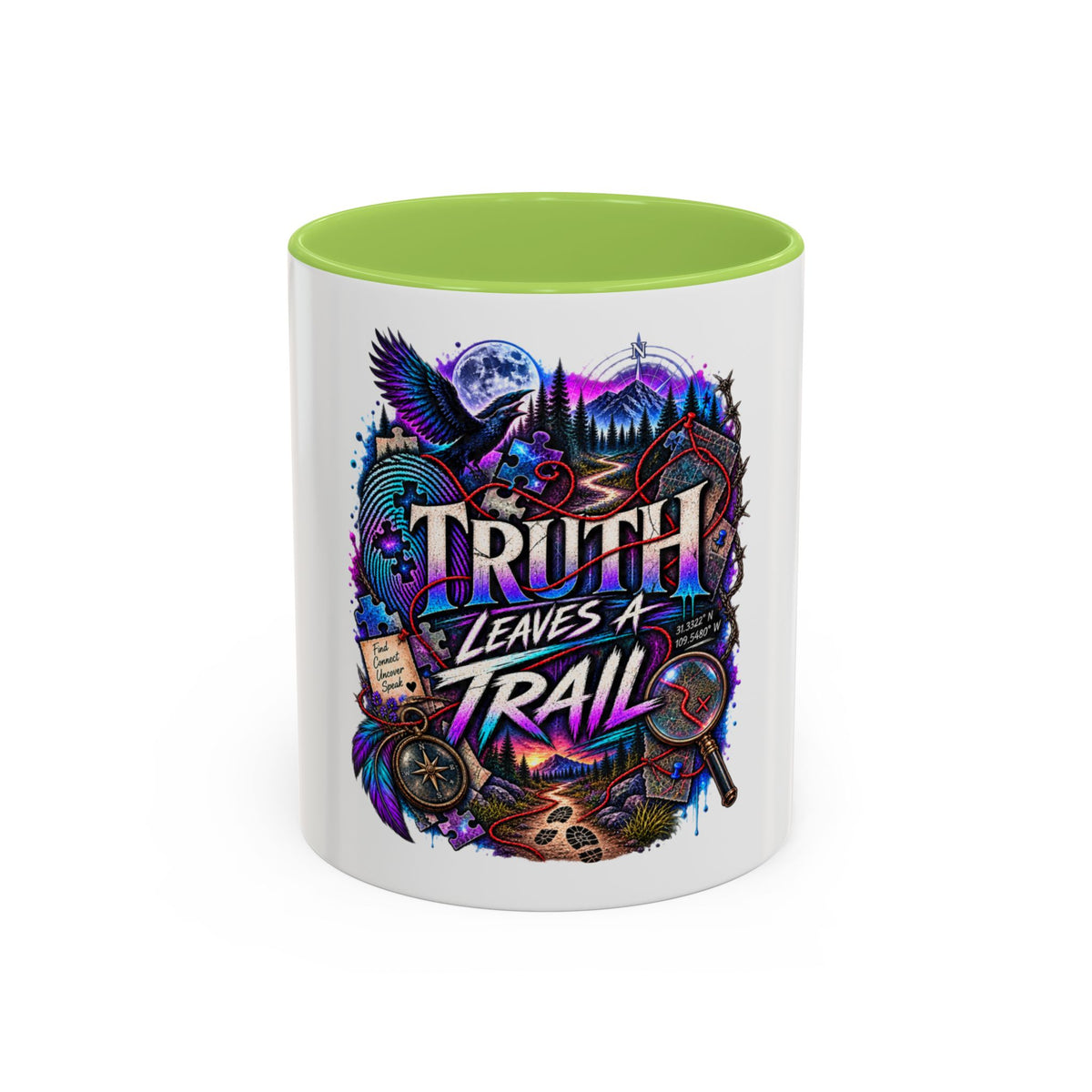Truth Leaves a Trail Coffee Mug — Mystery Detective Noir Design (11/15 oz)