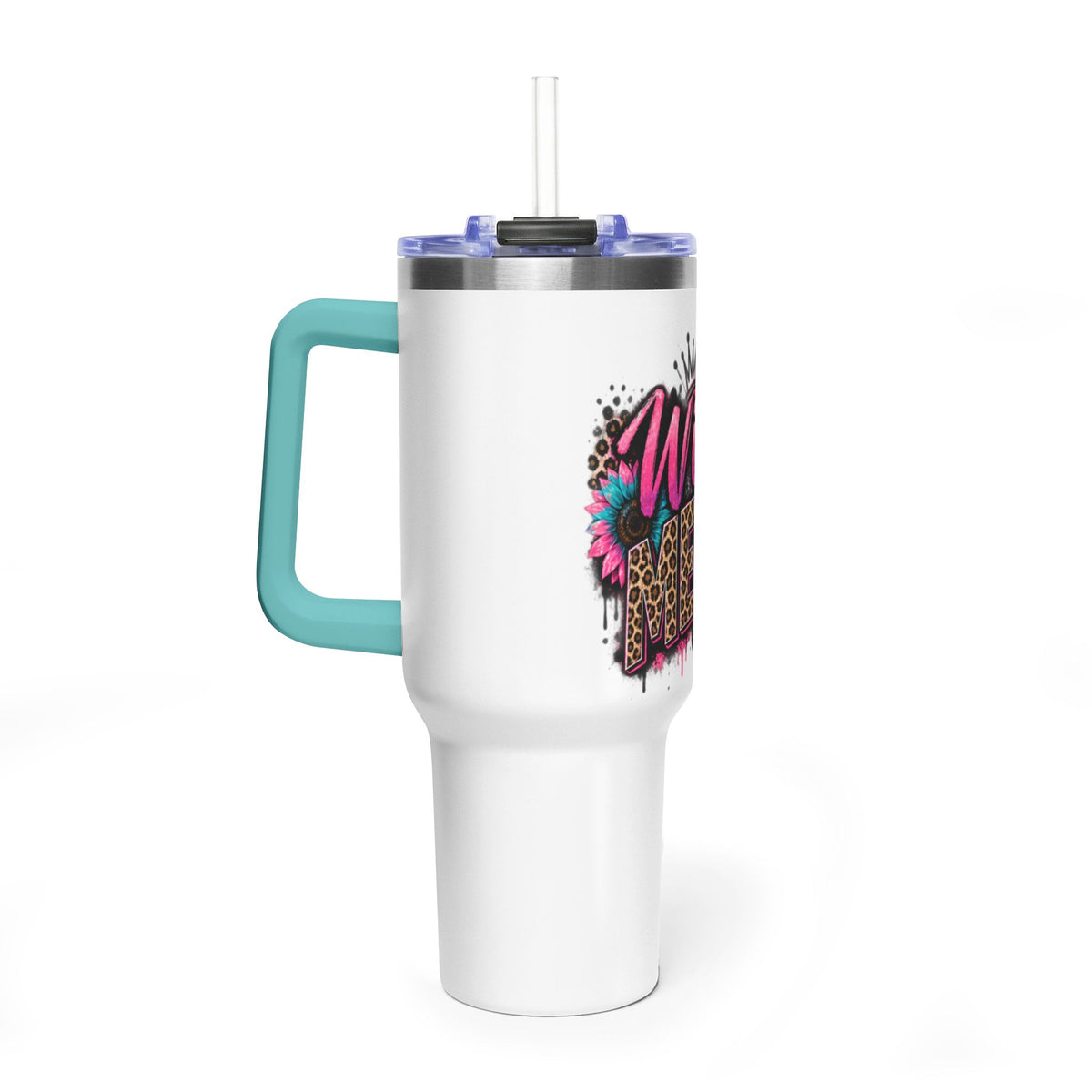 40oz Tumbler - "Wild Mom" Leopard Print Thermal Travel Cup