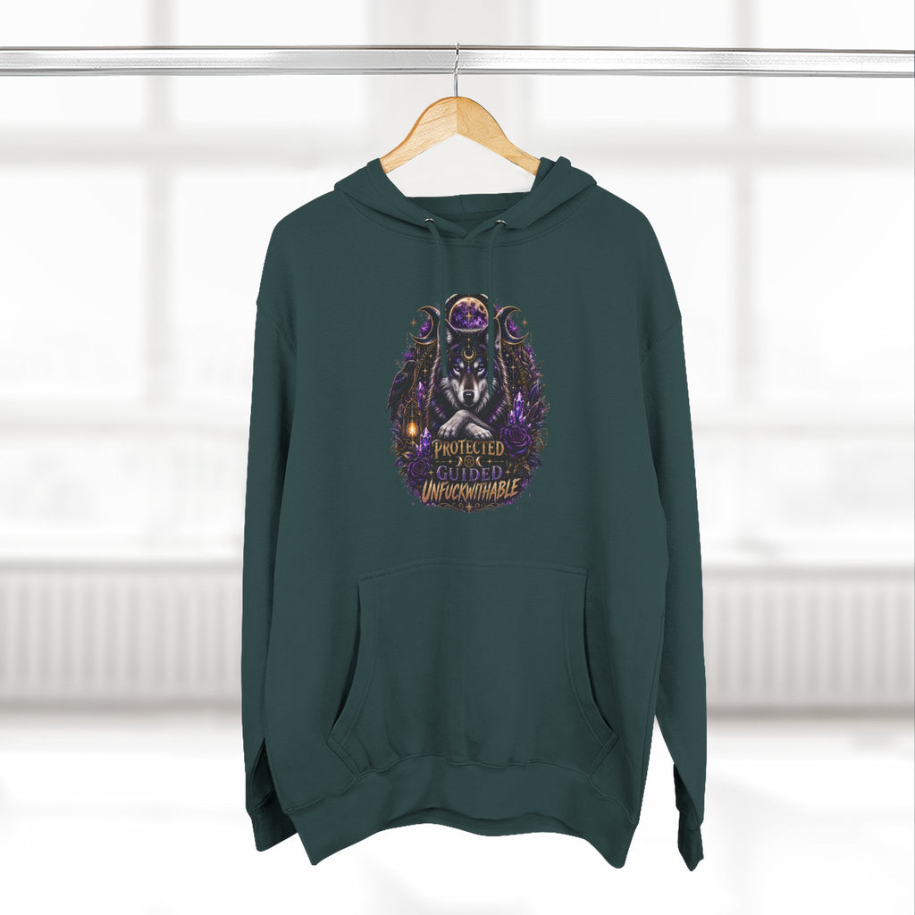 Guided, Protected Unfuckwithable Wolf Hoodie- Occult Graphic