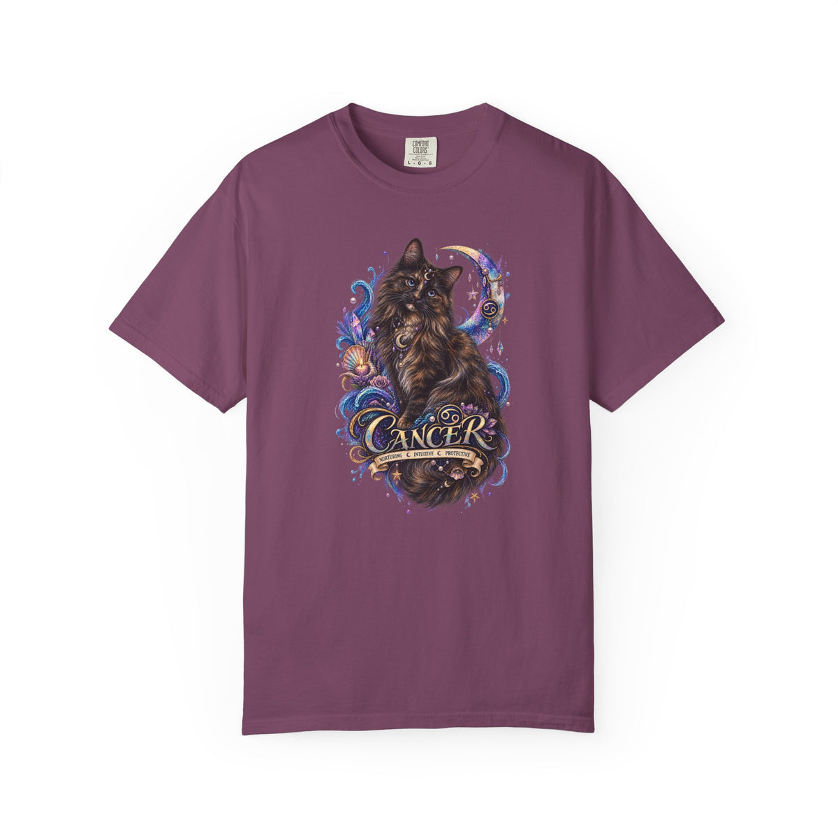 Cancer Zodiac T‑Shirt — Mystical Tortoiseshell   Cat Horoscope Design
