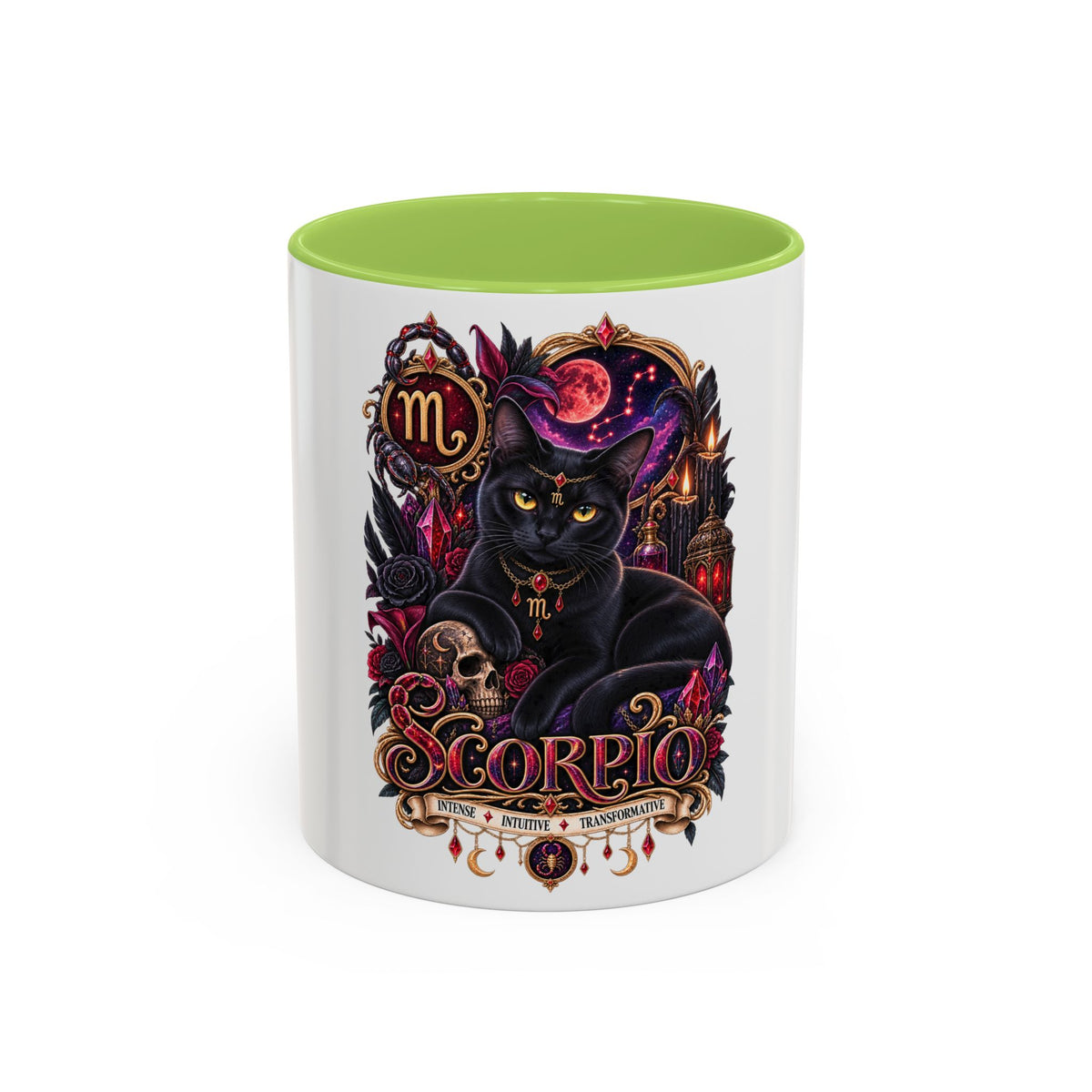 Scorpio Zodiac Black Cat Accent Coffee Mug – Astrology Gift (11oz & 15oz)