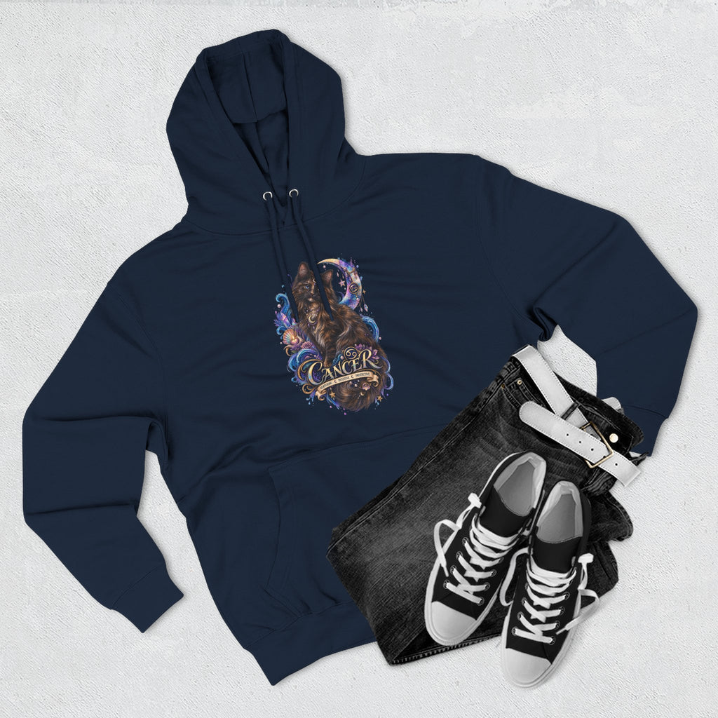 Cancer Tortoiseshell Cat Zodiac Hoodie — Zodiac Cat Graphic Fleece Pullover