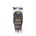 40oz Wolf Tumbler — “Feral Not Fragile” Insulated Thermal Cup