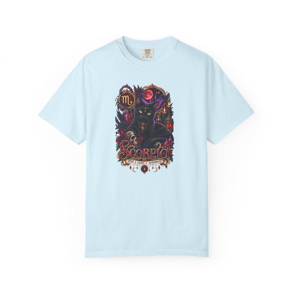 Scorpio Black Cat Zodiac T-Shirt — Dark Mystical Scorpio Graphic Tee