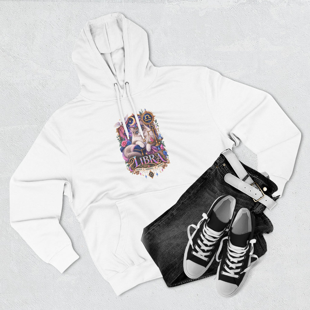 Libra Zodiac Hoodie — Persian Artistic Astrological Sign Sweatshirt