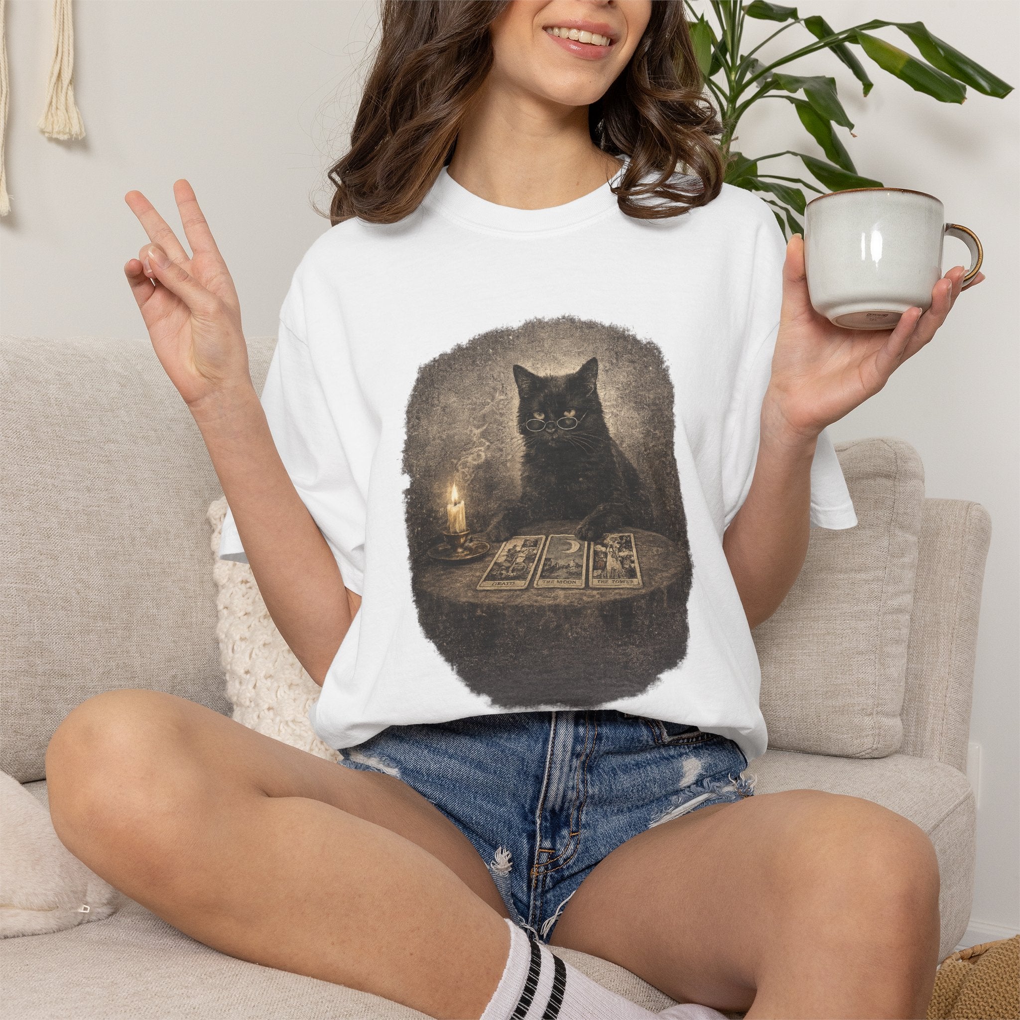 Tarot Cat T-Shirt — Black Cat Fortune Teller Graphic Tee