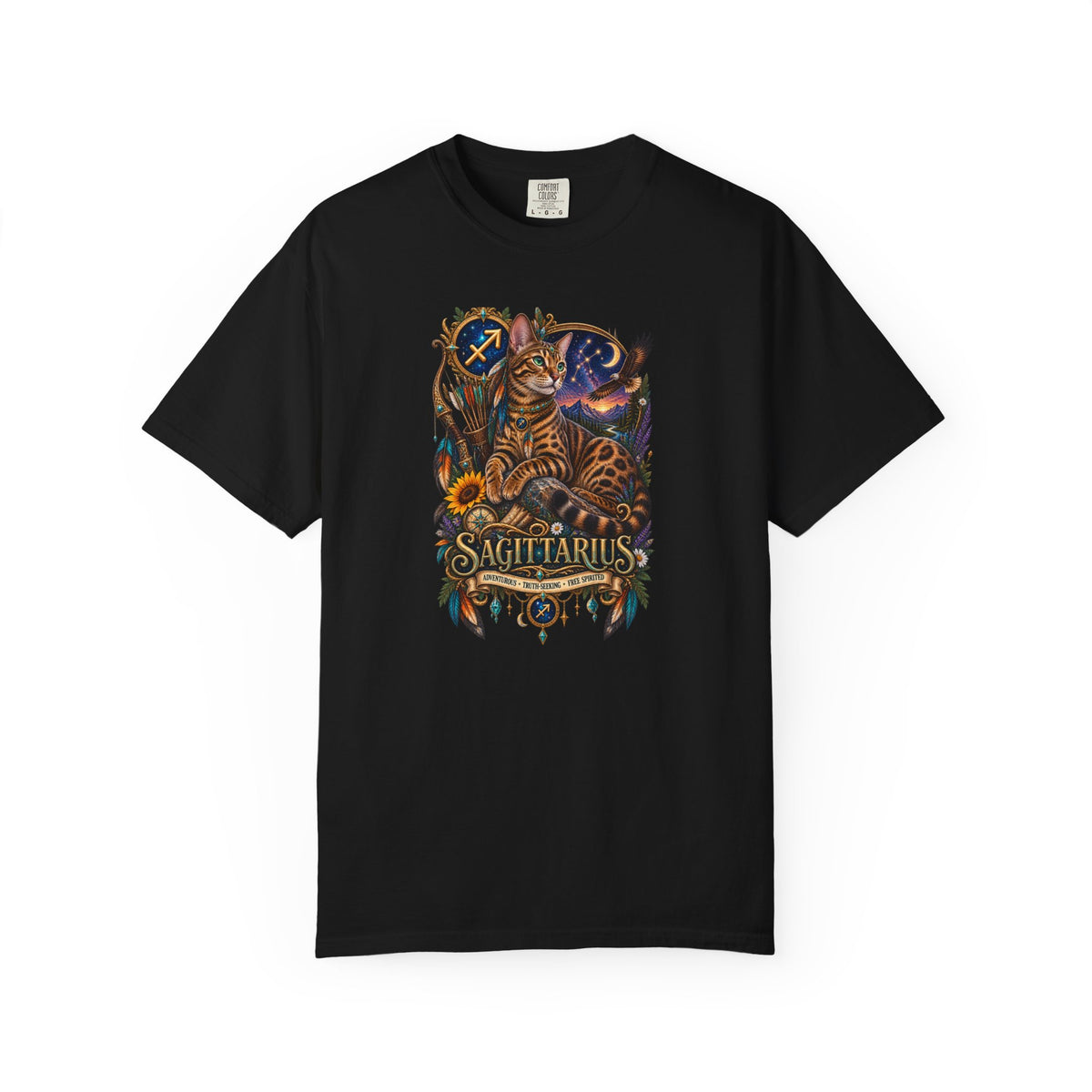 Sagittarius Zodiac Bengal Cat T-Shirt — Astrological Archer Horoscope Tee