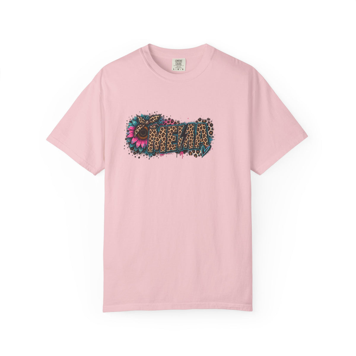 MEMA Leopard Floral Logo T-Shirt — Vintage Animal Print Graphic Tee
