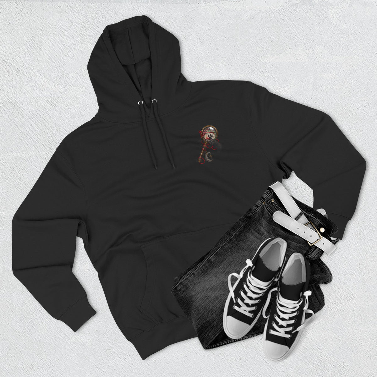 Detective Collage Hoodie — Vintage Mystery Photos & Magnifying Glass Graphic