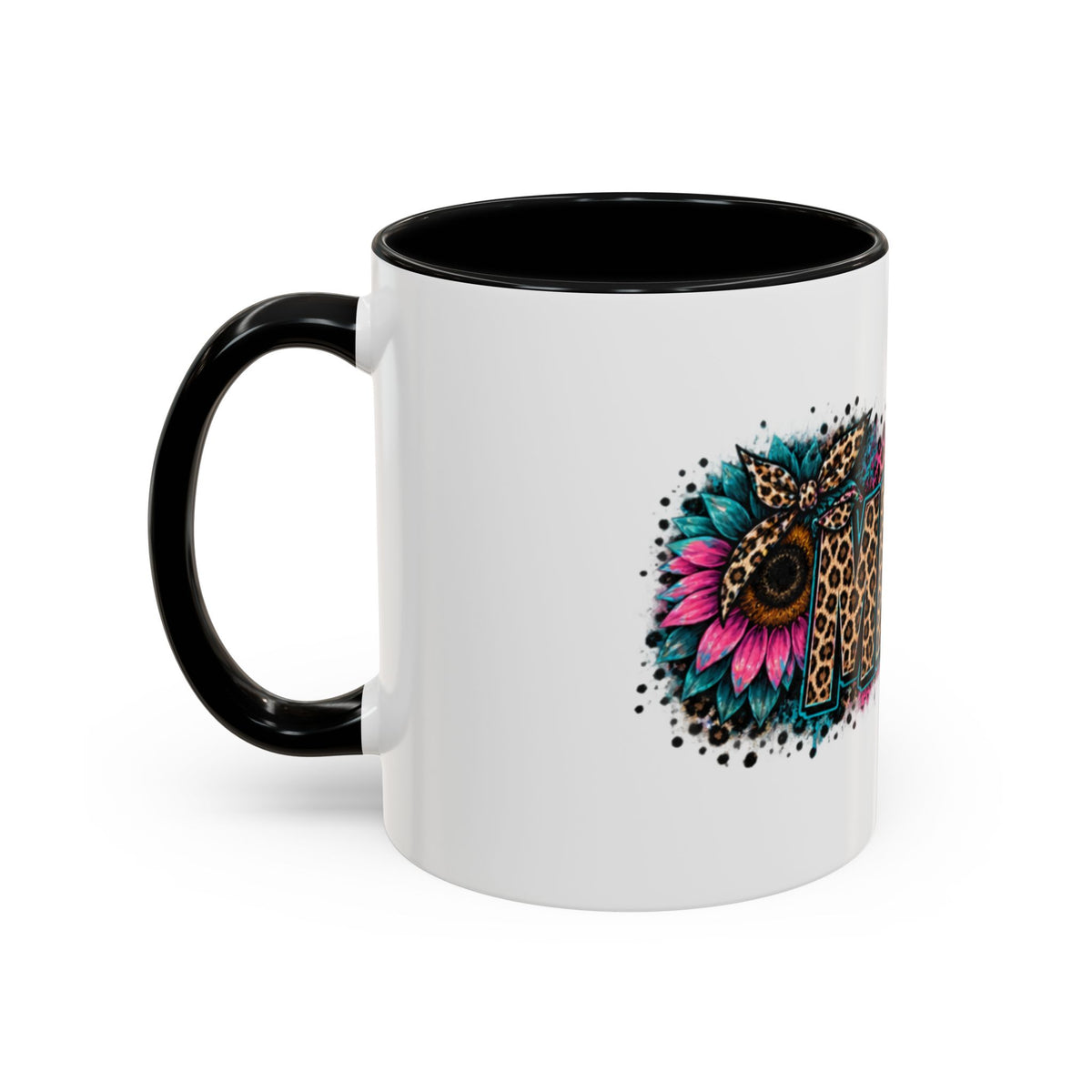 Leopard Print 'Mema' Accent Coffee Mug — Bold Animal Print Ceramic Mug- Mema Gift