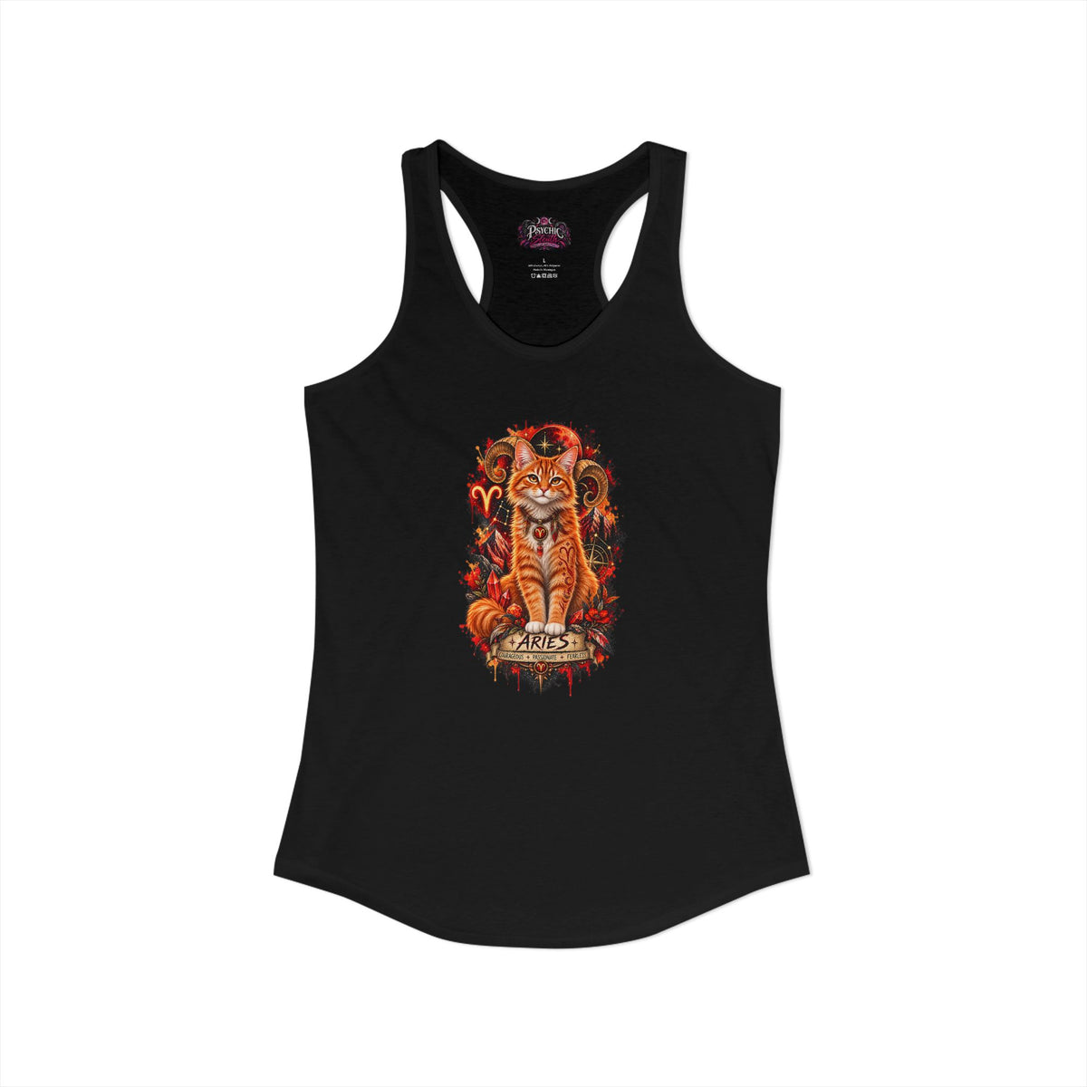 Aries Orange Tabby Cat Zodiac Tank- Celestial Astrology Cat Lover Tank
