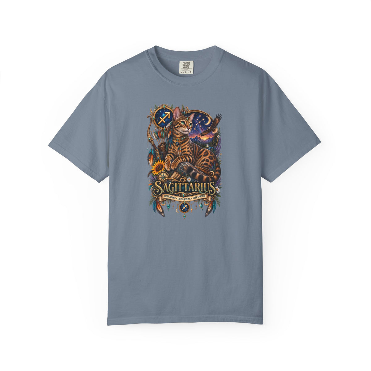 Sagittarius Zodiac Bengal Cat T-Shirt — Astrological Archer Horoscope Tee