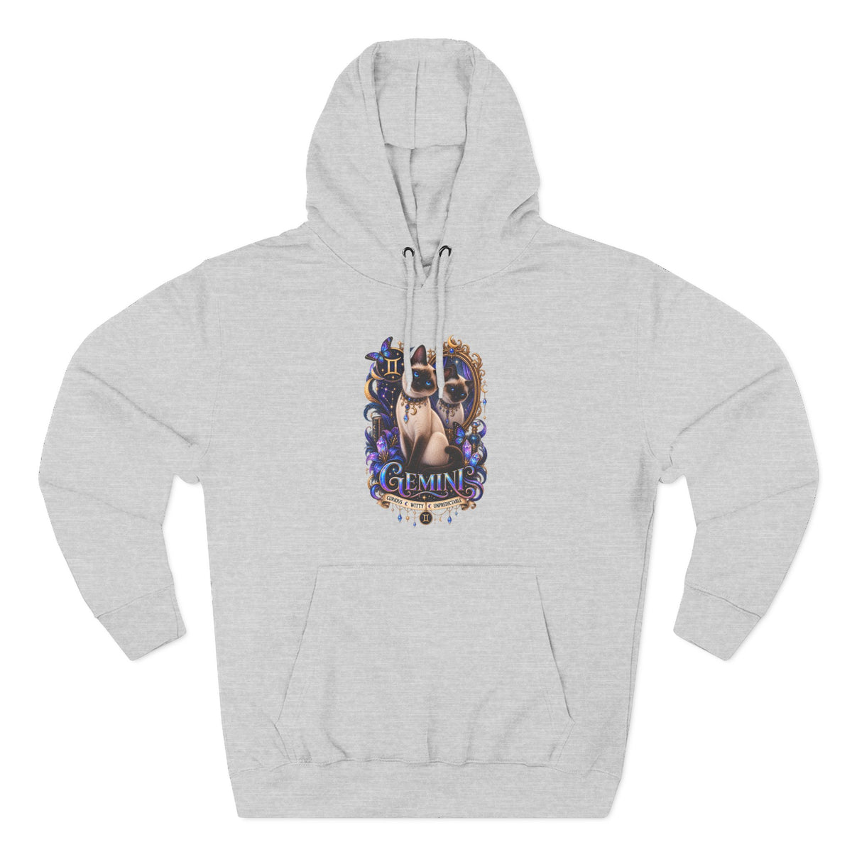 Gemini Siamese Zodiac Hoodie — Mystical Celestial Cat Astrology Design